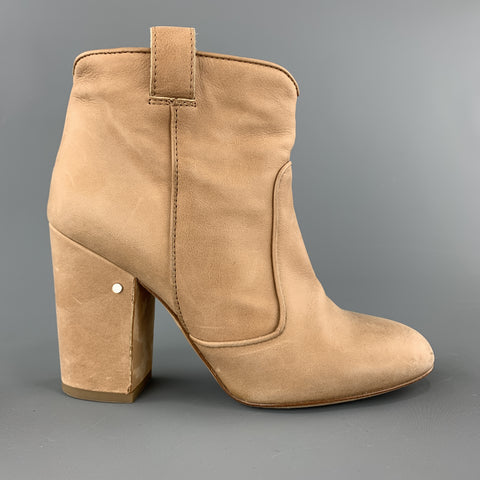 LAURENCE DACADE Talla 6.5 Botines de tacón grueso de cuero color canela