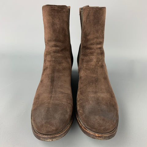 PRADA Size 6.5 Brown Suede Chunky Heel Boots