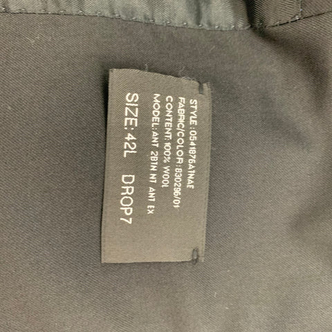 RALPH LAUREN Size 42 Long Black Wool Notch Lapel Suit