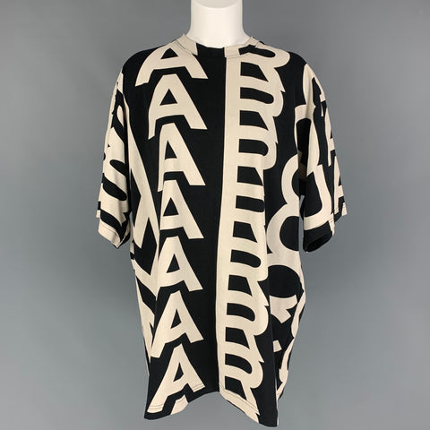 MARC JACOBS Talla única Camisa extragrande con monograma de algodón blanco y negro