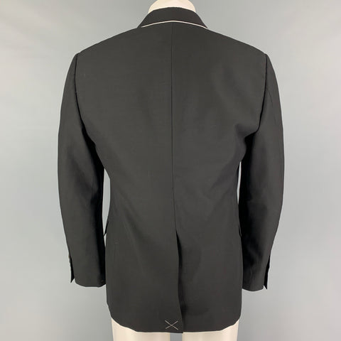 ALEXANDER MCQUEEN Size 40 Black White Stripe Wool Mohair Sport Coat
