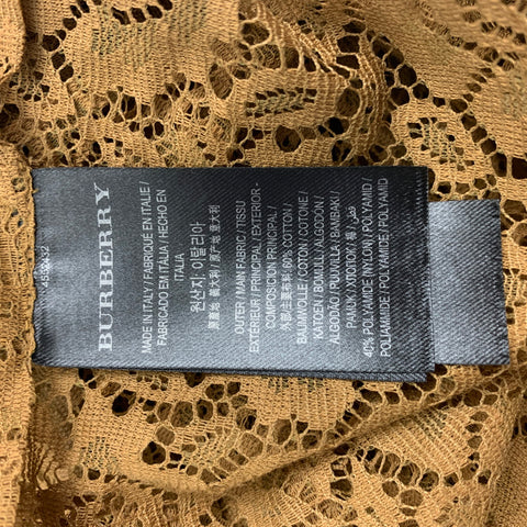 BURBERRY PRORSUM Spring 2016 Size L Brown Floral Lace Button Down Long Sleeve Shirt