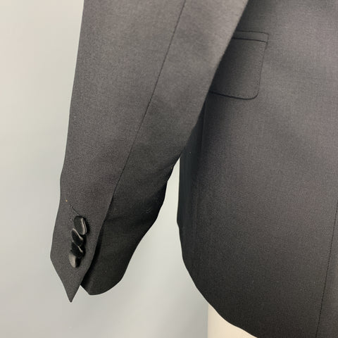 BURBERRY LONDON Size 38 Black Wool / Mohair Notch Lapel Sport Coat