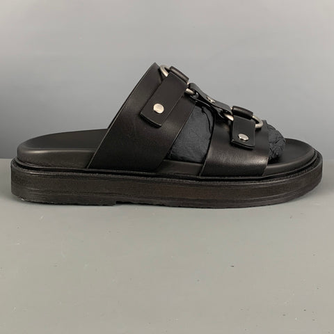 CELINE Size 8 Black Leather Gladiator Sandals