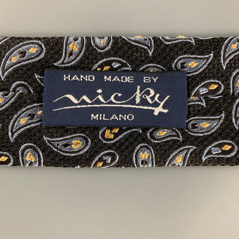 MICKY Black Blue Paisley Silk Tie
