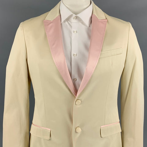 D&G by DOLCE & GABBANA Size 42 Beige & Pink Cotton Blend Sport Coat
