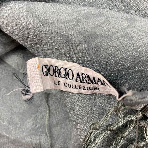 GIORGIO ARMANI Grey Jacquard Silk Fringe Scarf