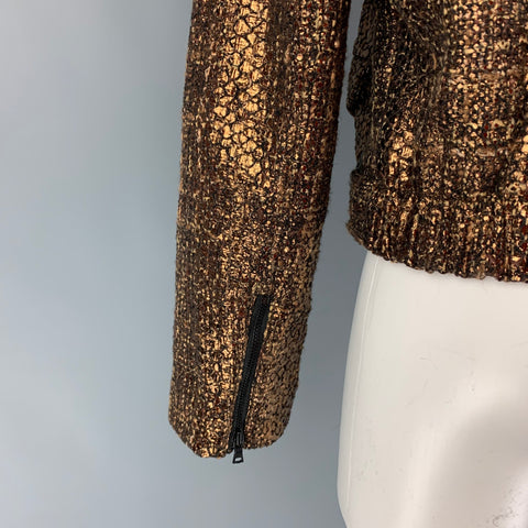 ALICE + OLIVIA Size 8 Gold Black Polyester Blend Textured Jacket