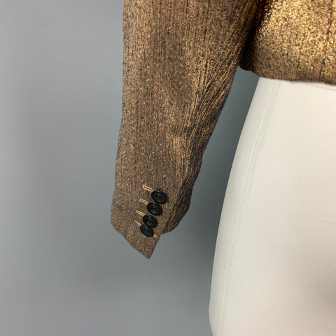 DRIES VAN NOTEN Taille 10 Blazer veste en soie mélangée texturée dorée