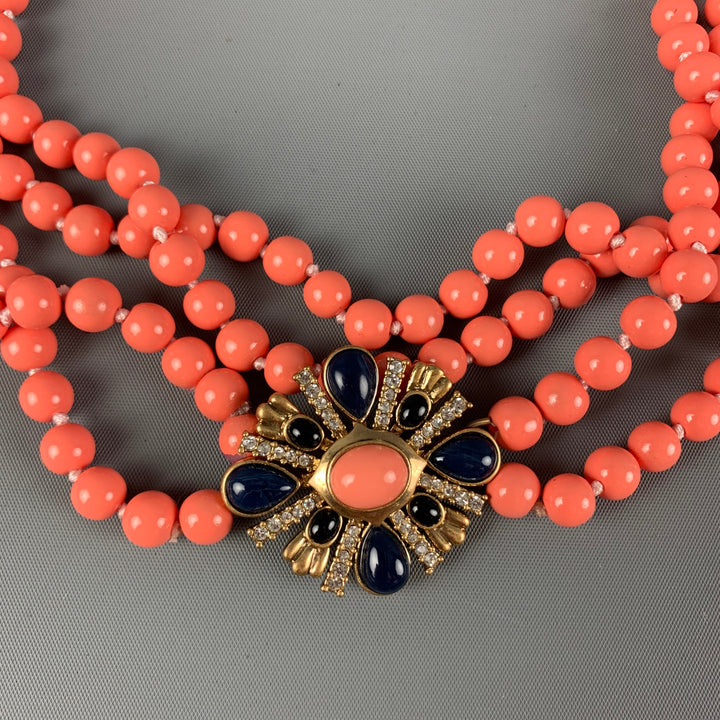 J.CREW Coral Beaded Pendant Necklace