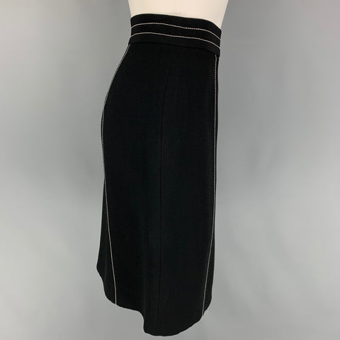 BARATO y CHIC de MOSCHINO Talla 12 Falda lápiz con puntadas en contraste de acetato de rayón negro