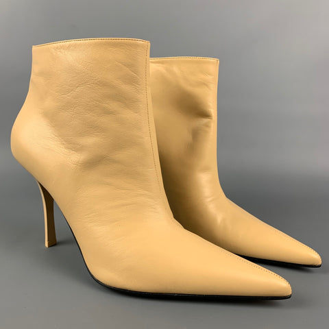 CELINE Botas con punta en punta de cuero beige talla 7