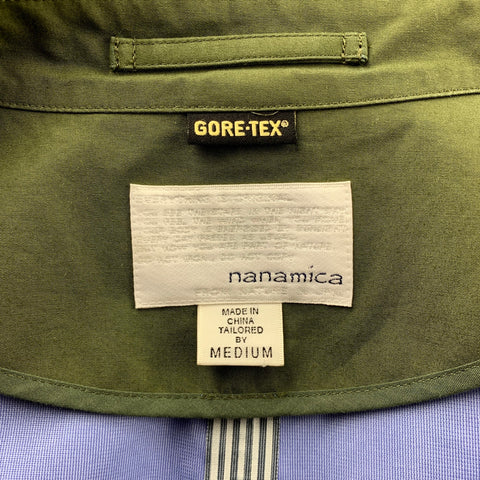 NANAMICA Size M Olive Gore-Tex Coated Cotton Hidden Buttoned Coat