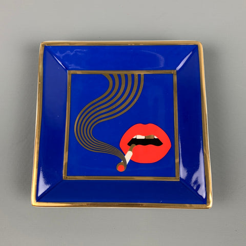 JONATHAN ADLER Blue Gold Red Porcelain Full Dose Square Tray