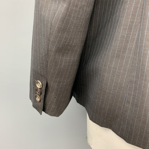 COMME des GARCONS HOMME PLUS Size L Charcoal Vertical Stripe Wool / Polyester Sport Coat
