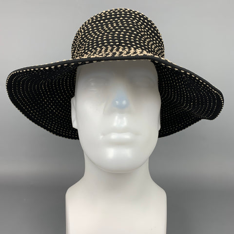 SAN DIEGO HAT Co. Chapeau à large bord en coton/polyester à points contrastés noir et blanc