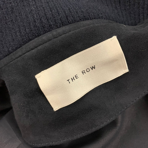 THE ROW Size S Navy Cashmere Blend Lamb Skin Bomber Jacket