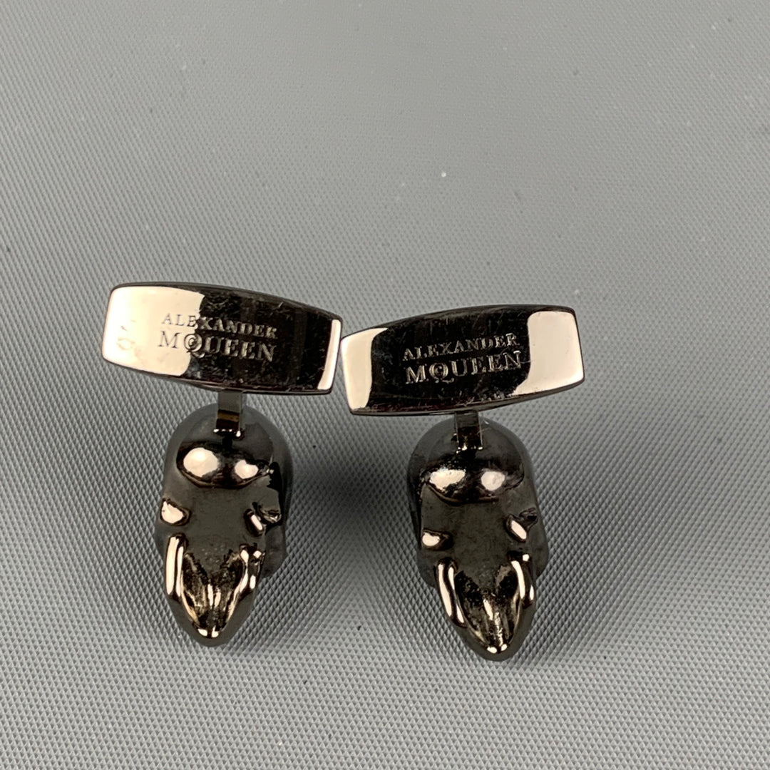 ALEXANDER MCQUEEN Silver Blue Skull Cuff Links
