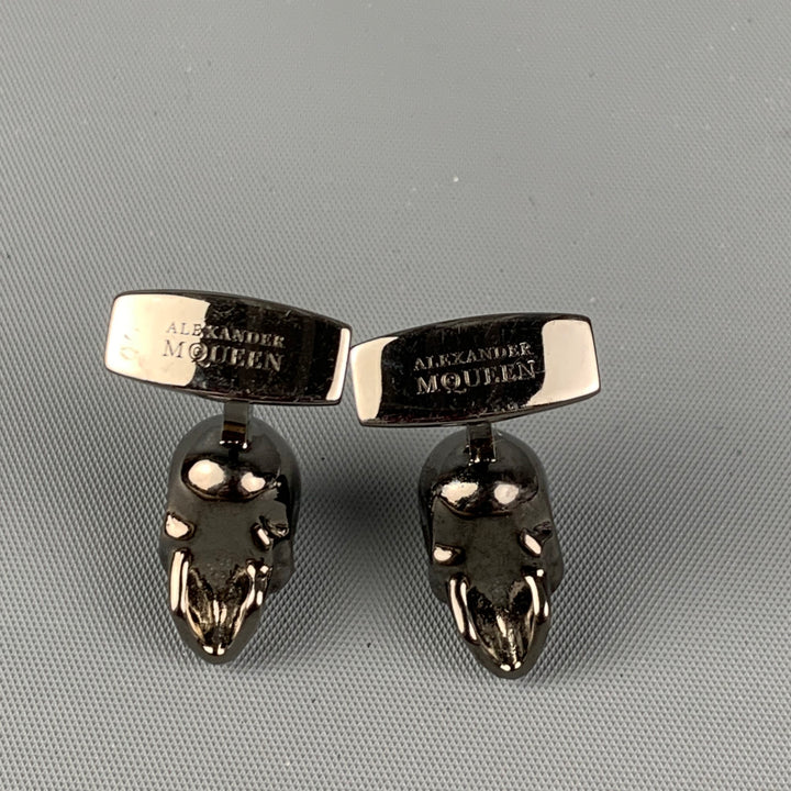 ALEXANDER MCQUEEN Silver Blue Skull Cuff Links