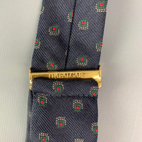 TRAFALGAR Navy Print Silk Suspenders