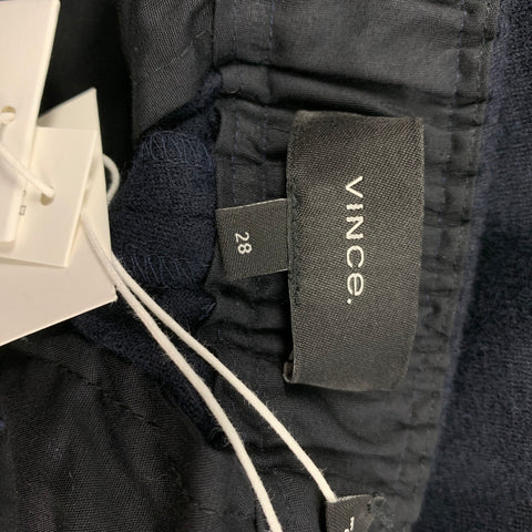 VINCE Talla 28 Pantalones casuales con cordón de lana azul marino