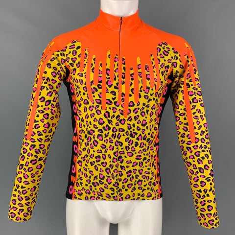 WALTER VAN BEIRENDONCK FW19 Size M Orange Pink Graphic Nylon Jersey Bike Top