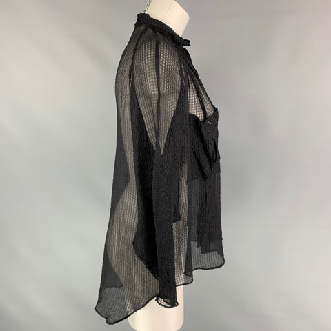 YVES SAINT LAURENT by TOM FORD Size M Black Silk See Through Blouse