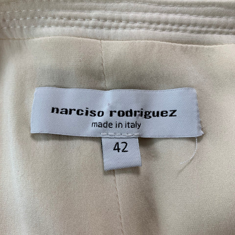 NARCISO RODRIGUEZ Size 6 Cream Viscose Wool A-Line Long Skirt
