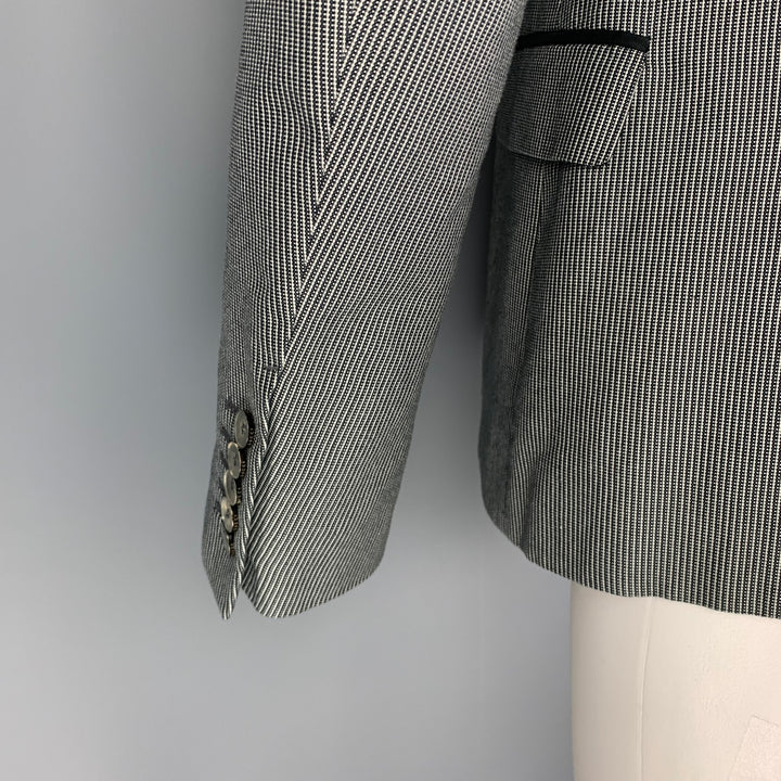 GUCCI Size 40 Black White Stripe Cotton Notch Lapel Sport Coat