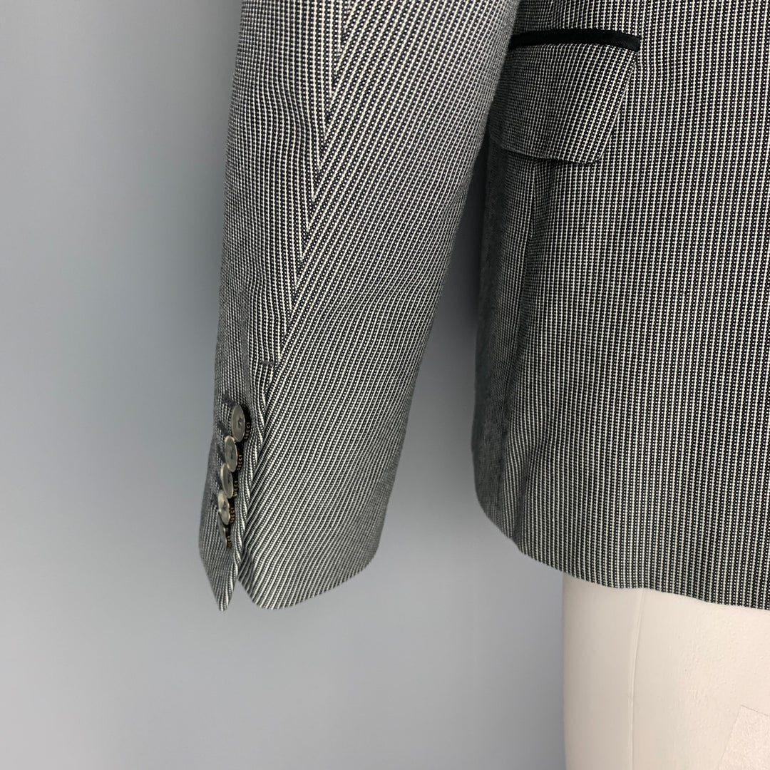 GUCCI Taille 40 Manteau de sport à revers cranté en coton à rayures blanches noires