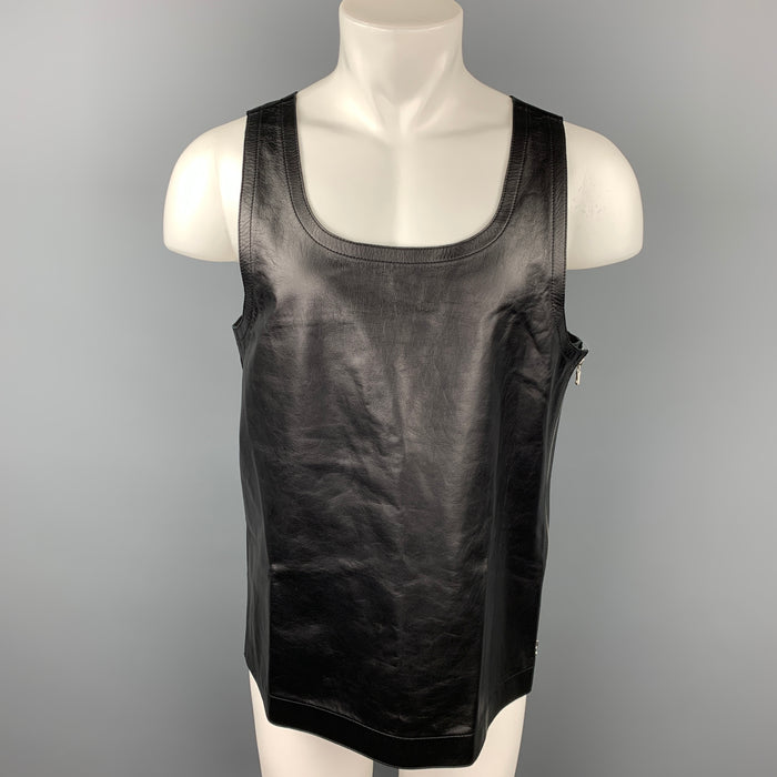 DRIES VAN NOTEN S/S 20 Size L Black Leather Side Zipper Tank Top
