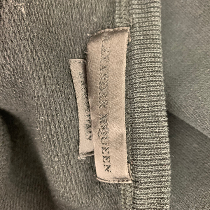 ALEXANDER MCQUEEN Size M Black Silver Embroidery Cotton Crew-Neck Pullover
