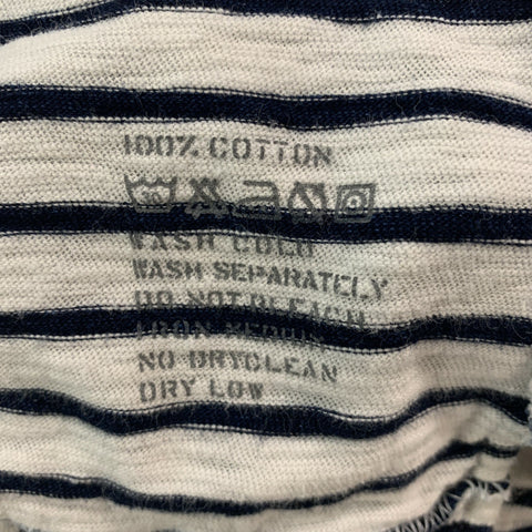 ALEX MILL Size XL White &  Navy Stripe Cotton Buttoned Polo