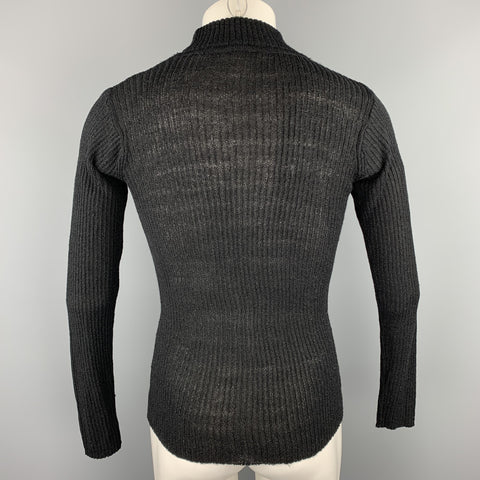 Vintage MATSUDA Size M Black Ribbed Knit Mock Turtleneck Pullover