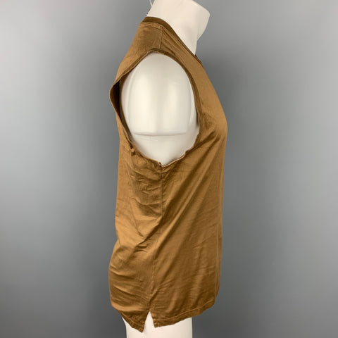 HELMUT LANG Size M Brown Cotton Sleeveless T-shirt