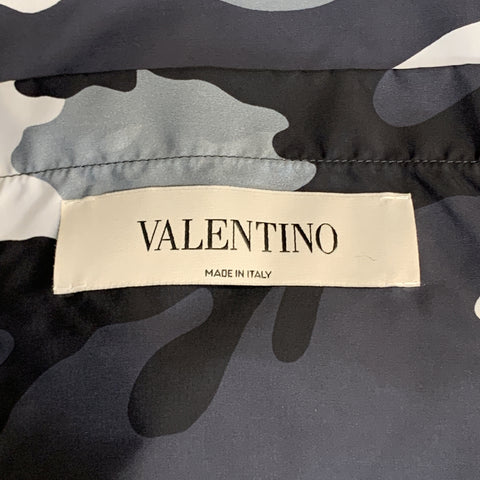 VALENTINO Taille Poitrine XL Taille XL Veste Noir &amp; Gris Camouflage Polyamide Snaps