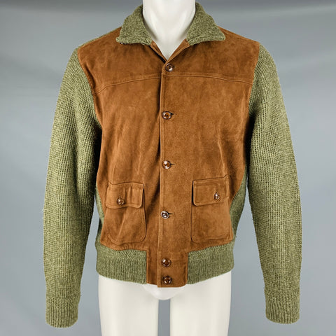 RALPH LAUREN Size M Green Brown Wool Suede Jacket