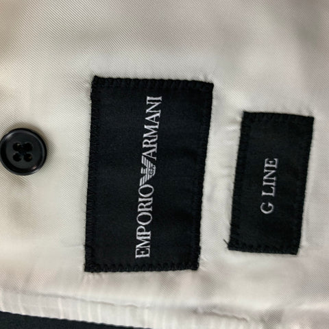 EMPORIO ARMANI Size 44 Cream Black Viscose Blend Peak Lapel Sport Coat