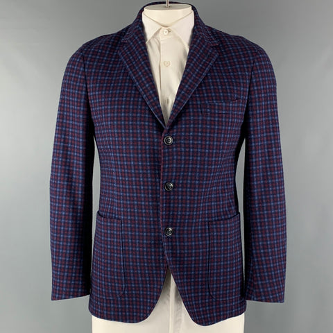 ALESSANDRO CANTARELLI Size 42 Blue Red Checkered Sport Coat