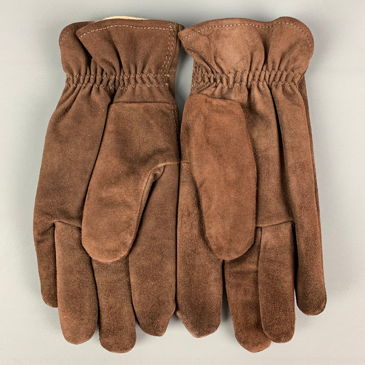 HUGO BOSS Brown Suede Gloves