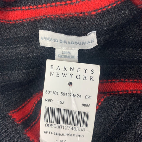 ARMAND DIRADOURIAN Charcoal Red Stripe Cashmere Beanie