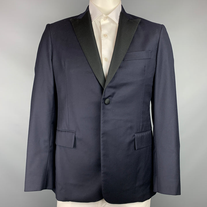 TODD ​​SNYDER Taille 42 Manteau de sport à revers en laine bleu marine et noir régulier