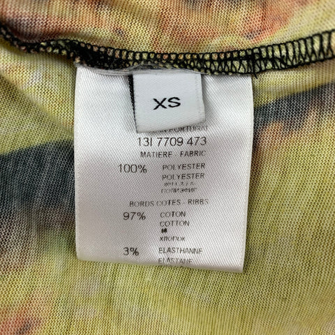 GIVENCHY Pre-Spring 2014 Size XS Black Yellow Orange Polyester Applique T-Shirt