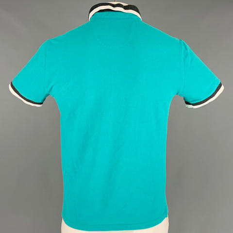 GIVENCHY Size L Blue Grey Contrast Trim Cotton Short Sleeve Polo