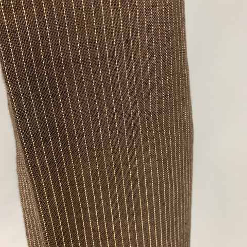RALPH LAUREN Size 42 Long Brown Stripe Wool Notch Lapel Suit