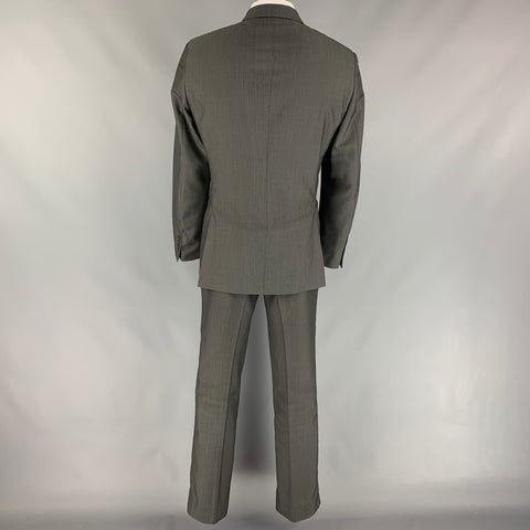 ETRO Size 42 Regular Gray & Charcoal Stripe Wool Notch Lapel Suit