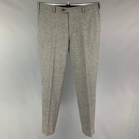 PAL ZILERI Size 36 Black White Dots Wool Flat Front Dress Pants