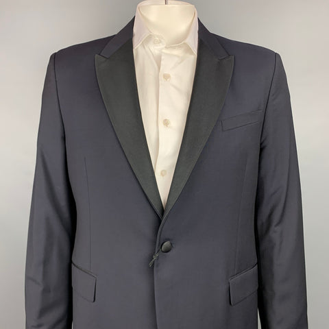 PAUL SMITH The Byard Size 46 Regular Black Wool / Mohair Peak Lapel Sport Coat