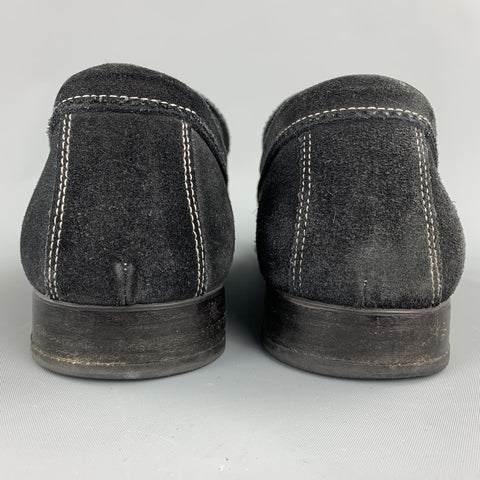 TO BOOT NY Size 10.5 Black Contrast Stitch Suede Slip On Penny Loafers