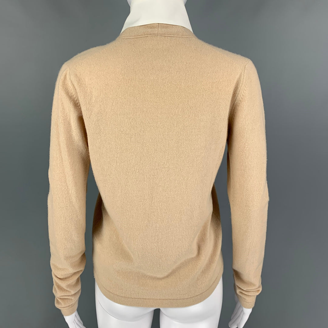 CHANEL Talla 6 Cárdigan de cachemira color crema beige